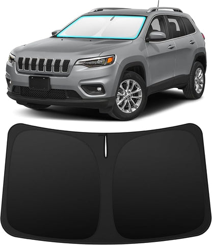 INSAUTO Custom Fit Windshield Sun Shade Accessories for Jeep Cherokee 2014-2023 (Grand Cherokee Not Fit), Foldable Front Window Sunshade, UV & Heat Reflector, Keeps Interior Cool, Includes Storage Bag