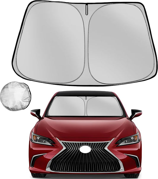 Windshield Sun Shade for 2019-2025 2026 Le-xus ES250 ES300h ES350 Foldable Sun Sunshade for Car Front Window Blocks UV Rays and Heat Automotive Interior Protector Custom Fit Accessories