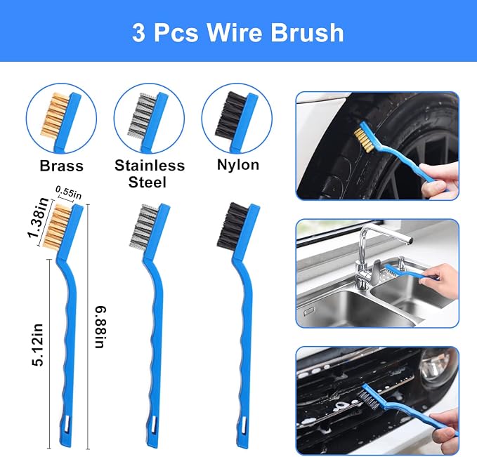 62'' Car Wash Brush Kit - Mitt, Mop, Sponge & Long Handle, Scratch-Free Chenille Replacement Head, Wheel Tire Brush, Car Detailing Kit for Cars, RV, Truck