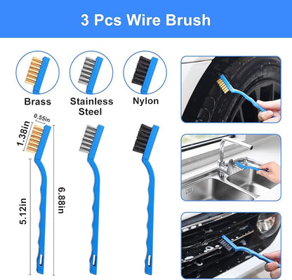 62'' Car Wash Brush Kit - Mitt, Mop, Sponge & Long Handle, Scratch-Free Chenille Replacement Head, Wheel Tire Brush, Car Detailing Kit for Cars, RV, Truck