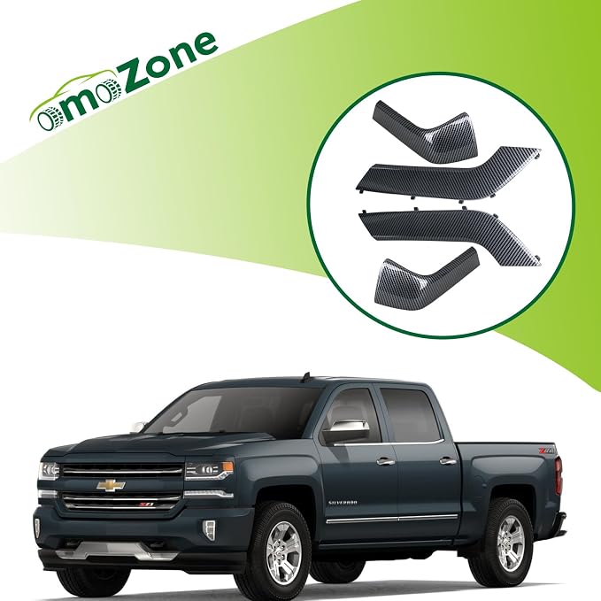 4PCS Door Armrest Cover Trim Kit Front&Rear Left Right Side Door Panel Arm Rest Bezel Carbon Fiber Compatible with 2014-2020 Chevy Silverado GMC Sierra