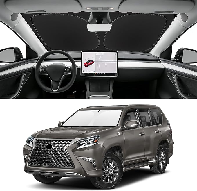 Custom Fit Windshield Sun Shade for Lexus GX 2010-2023, Blocks UV & Heat, Front Window Sunshade Accessories, Easy Fold & Store Keep Your Car Cooler