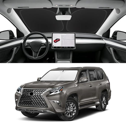 Custom Fit Windshield Sun Shade for Lexus GX 2010-2023, Blocks UV & Heat, Front Window Sunshade Accessories, Easy Fold & Store Keep Your Car Cooler