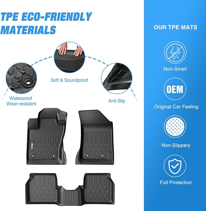 Nilight TPE Floor Mats for Jeep Compass 2017 2018 2019 2020 2021 2022 2023 2024 2025 2026 All Weather Custom Fit Heavy Duty Floor Liners