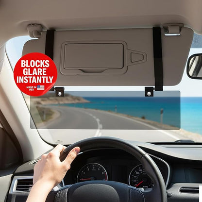 Glare Guard Professional-Grade Polarized Sun Visor Extender – Anti-Glare Sun Glare Blocker for Car Windshields, Adjustable Clip-On UV400 Tinted Visor Extension for Cars, Trucks & SUVs