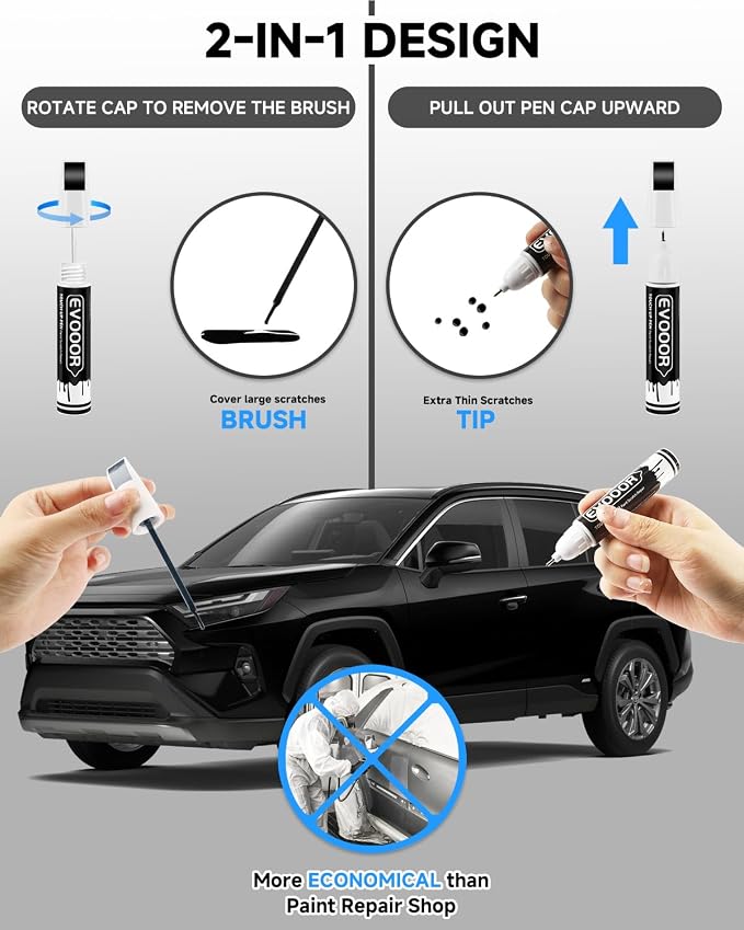 218 Attitude/Midnight Black Metallic Touch Up Paint Compatible with Toyota Exact Match 2 in 1 Touch up Paint for Chips and Nicks Repair