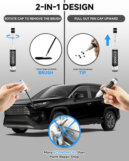 218 Attitude/Midnight Black Metallic Touch Up Paint Compatible with Toyota Exact Match 2 in 1 Touch up Paint for Chips and Nicks Repair