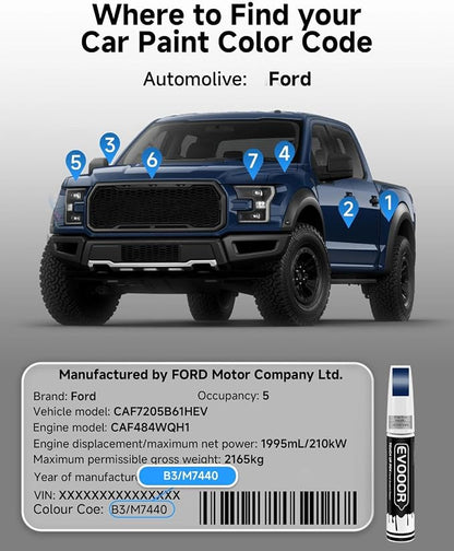 Touch Up Paint for Ford – Exact Match 2 in 1 Paint Pen for Chips and Nicks Repair (Atlas Blue Metallic(B3/M7440))