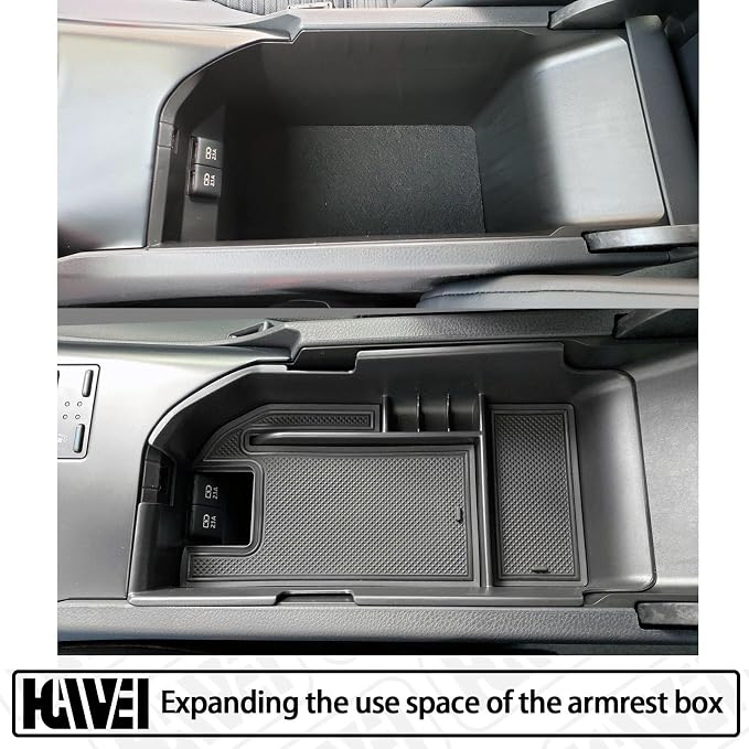 HGWEI Center Console Organizer Compatible with Toyota Camry XLE XSE 2018-2023 2024 and Camry LE SE 2020 2021 2022 2023 2024, Armrest Insert Tray Accessories Storage Box, Fit 2 USB Ports, Black Trim