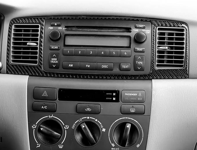 Black Real Carbon Fiber Accessories Car Center Console A/C Outlet Air Vent Panel Cover Interior Trim Sticker Decal for Toyota Corolla CE LE S 2003 2004 2005 2006 2007 2008/XRS 2005-2006 Sedan 1PC
