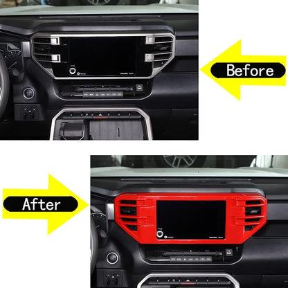Aunginsy Center Console Air Outlet Trim Cover Compatible with Toyota Tundra/Sequoia 2022-2026, ABS Air Conditioning A/C Vent Panel Large Frame Decorative Cover Protector Accessories, For 8-inch Screen