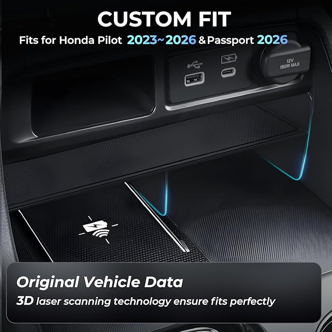 Center Console Organizer for Honda Pilot 2026 2025 2024 2023 & Passport 2026 Interior Accessories, Armrest Storage Box Insert Tray Secondary Divider for 2023-2026 Pilot & 2026 Passport, Black