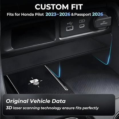 Center Console Organizer for Honda Pilot 2026 2025 2024 2023 & Passport 2026 Interior Accessories, Armrest Storage Box Insert Tray Secondary Divider for 2023-2026 Pilot & 2026 Passport, Black