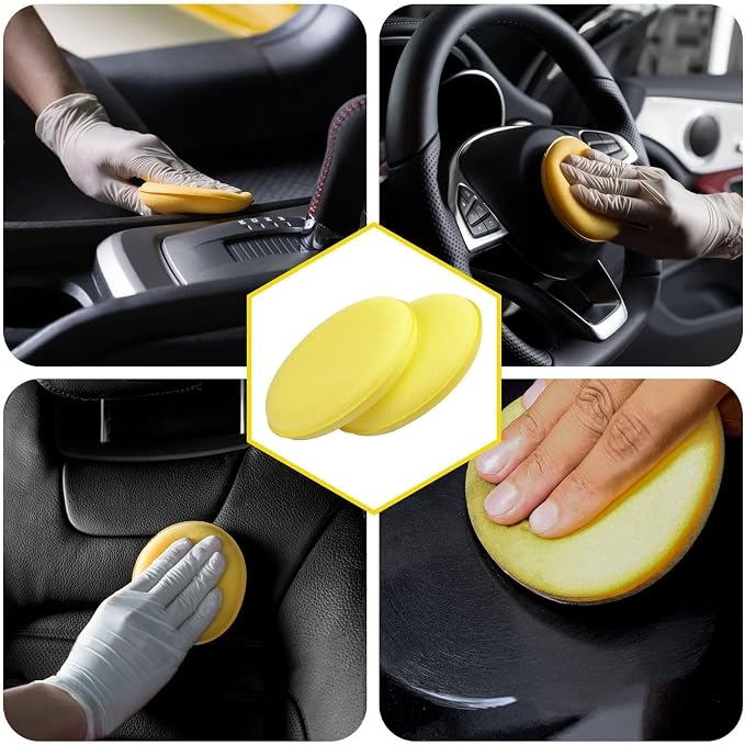 Car Wax Applicator Pad 24 PCS - Foam Applicator Pads 4 Inch Round Polishing Sponge for Tire Shine Waxing Detailing, Ultra Soft High Density Foam Pad for Car Polish, Scratch Repair & Wheel Dressing