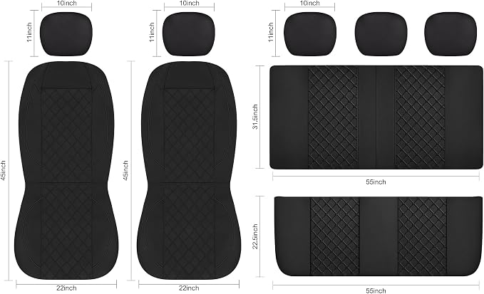 YGL Breathble Car Seat Covers Full Set,Washable Seat Covers for Cars,Premium Cloth Car Seat Protectors,Interior Covers for Cars,Sedan Van Truck SUV(Black)