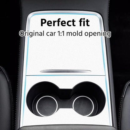 Farmogo Center Console Wrap Kit for Tesla Model Y 2020-2024 & Model 3 2021-2023 2PCS Center Console Cover Interior Decoration Wrap Kit for Tesla Model 3/Y Accessories (White)