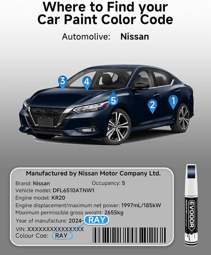 Touch Up Paint Compatible with Nissan Exact Match 2 in 1 Touch up Paint for Chips and Nicks Repair (Deep Blue Pearl(RAY) Compatible with 370Z/Altima/Frontier/GT-R/Leaf/Maxima/Murano/Sentra/Titan/Titan-XD/Versa/Versa-NoteDeep Blue Pearl(RAY) Compatible ...