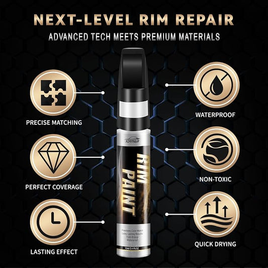 Gloss Black Rim Touch Up Paint, Efficient Car Alloy Wheel Scratch Repair Kit, Quick and Easy Remover Curb Rash, Universal and Color Accurate, Long lasting, Resists Water, Uv Rays