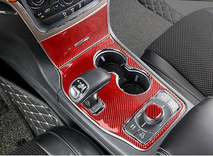 YOCTM Shift Panel Trim Cover for Jeep Grand Cherokee 2014-2015 | Red Carbon Fiber Gear Shift Bezel | Anti-Scratch Console Panel | Interior Accessories