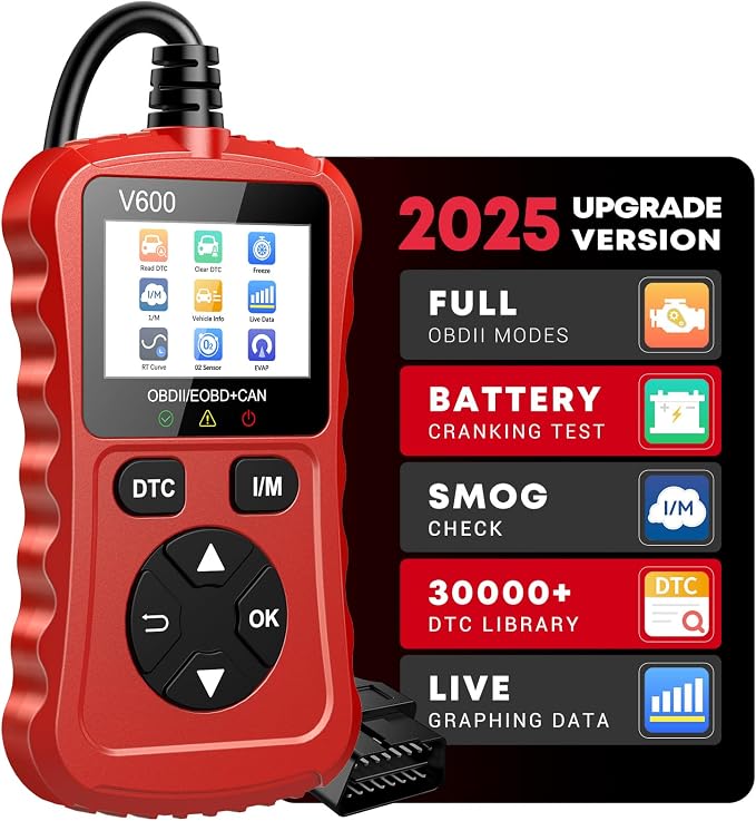 OBD2 Scanner Car Code Reader Support Voltage Test Plug and Play Fixd Car CAN Diagnostic Scan Tool Read and Clear Engine Error Codes for All OBDII Protocol Vehicles Since 1996（Red）