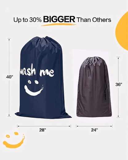HOMEST 2 Pack XL Wash Me Travel Laundry Bag with Strap, Dirty Garments Organizer, Large Enough to Hold 4 Loads of Clothes, Easy Fit a Hamper or Clothing Basket, Sky Blue and Blue