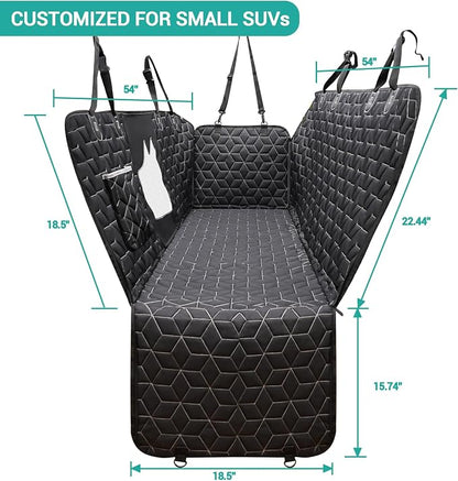 Meginc Dog Car Seat Cover for Back Seat, 54" Waterproof Dog Car Hammock with Mesh Window and Side Flaps, 600D Oxford Fabric Pet Seat Protector for Cars, SUVs & Mid-Size Trucks, Black
