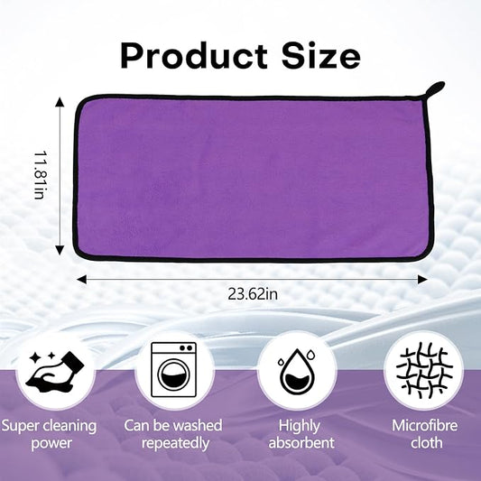 Hovom 3PCS Car Microfiber Towels, 23.62"×11.81" Lint-Free Microfiber Towels for Cars Wash Drying, Super Absorbent Cleaning Cloths, Reusable Washing & Detailing Towel, Car Cleaning Supplies (Purple)