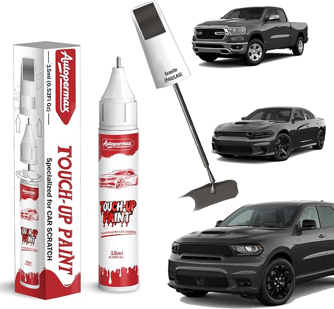 Granite(PAU/LAU) Car Touch Up Paint for Dodge, Color Accurate Two-In-One Car Paint Scratch Repair Pen, Professional Scratch Remover for Vehicles Chips and Nicks Scuff