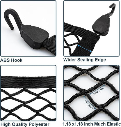 Cargo Net for SUV Car Trunk Net Organizer with ABS Hook Elastic Storage Mesh Nets 31.5 x23.6 inches Stretch to 70.8 x 47.2 inches for Pickup Trucks Tailgate Netting Accessories