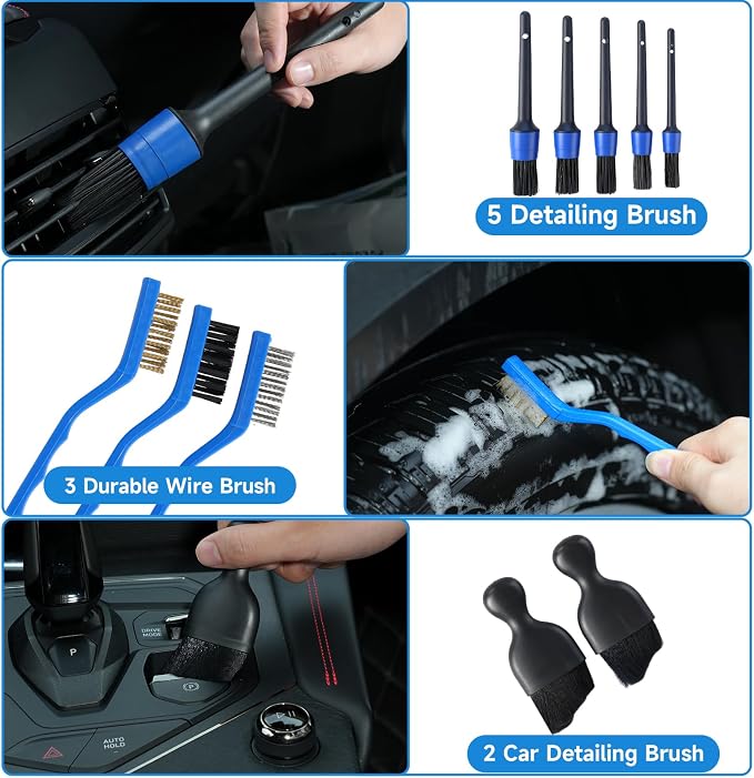 36Pcs Car Detailing Kit, Car Detailing Brush Set, Car Cleaning Kit, Auto Detailing Tools for Interior Exterior Wheels, Professional Car Wash Accessories with Windshield Cleaning Tool and Storage Box