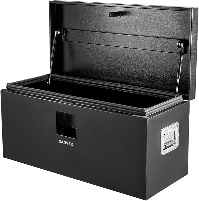 Garvee Black Steel Truck Bed Tool Box, Trailer Tongue Box, Truck Storage Organizer Tool Chest For Truck Bed, RV, Trailer