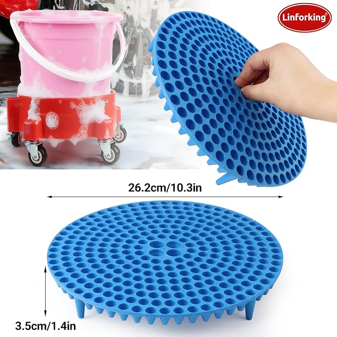 Bucket Dolly 5 Gallon with Wheels,360°Rolling Car Wash Buckets Dolly for 2.5 to 5 Gallon Buckets with Bucket Insert,Cleaning Brush,Supports Up to 300 lbs