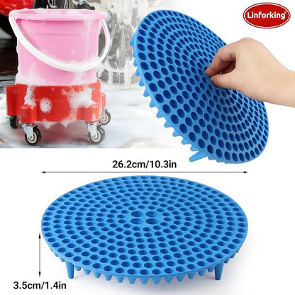 Bucket Dolly 5 Gallon with Wheels,360°Rolling Car Wash Buckets Dolly for 2.5 to 5 Gallon Buckets with Bucket Insert,Cleaning Brush,Supports Up to 300 lbs