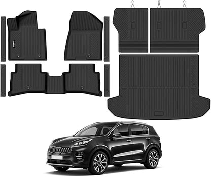 Floor Mats for 2017-2022 Kia Sportage, Trunk Mat and Backrest Mat & Door Sill Guard All Weather TPE Protector for Kia Sportage Accessories
