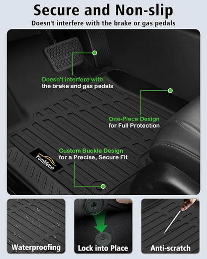 Floor Mats & Cargo Mat with Backrest Mat Custom for Mazda CX-50 2023-2025 2026 (Only Gas), Door Sill Guards, All Weather TPE Full Set Floor Liners Trunk Mat for CX-50 Fuel Accessories
