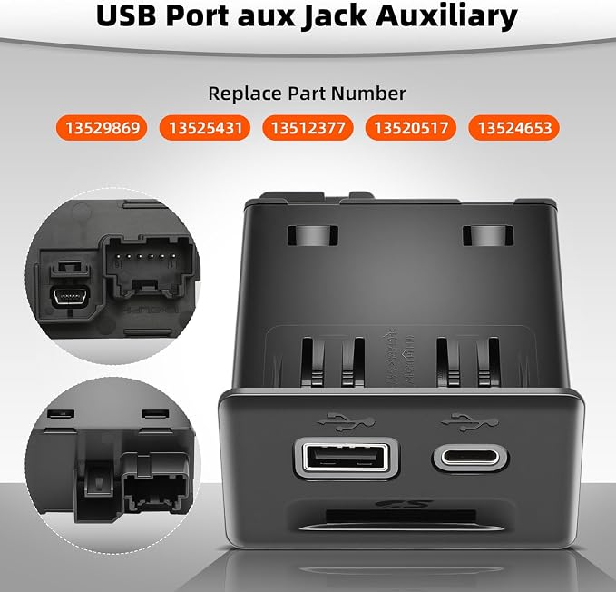 Console USB Port Replacement 13525431 Compatible with Chevy Silverado 1500 2019/Blazer 2019,3-Port USB Adapter Upgrade for GMC Sierra 1500 2019/ Acadia 2020,Replace 13529869