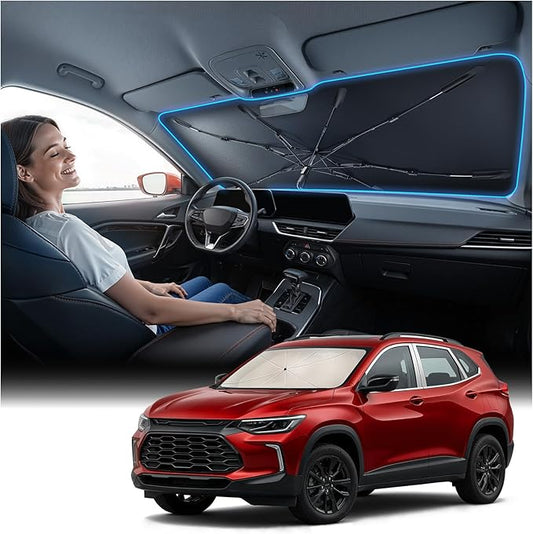 Nmoiss Windshield Sun Shade Umbrella for Trax 2015-2022 & 2024-2026 Accessories, [Vinyl Coating Heat Shield] Protect Car from Sun Rays & Heat Damage Keep Cool and Protect Interior