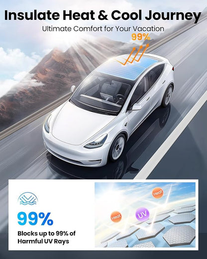 REEVAA 2026 Upgraded Tesla Model S Sunshade Roof [No Gaps, No-Sagging] Model S Accessories Heat Insulation Foldable Glass Sunroof Cover for Model S 2022-2026, 2PCS, Gray