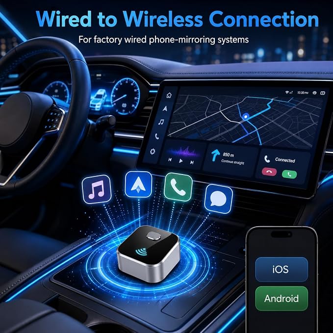 2026 Upgraded Wireless CarPlay Adapter for Acura ADX ILX Integra 2019-2025, Mini Size Plug & Play Adapter, Fast Auto-Connect, iPhone & Android Auto Compatible Car