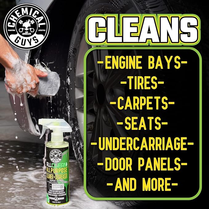 Chemical Guys All Clean+ Citrus All Purpose Cleaner (2 x 16 Fl Oz) – Interior & Exterior Multi-Surface Degreaser & Stain Remover