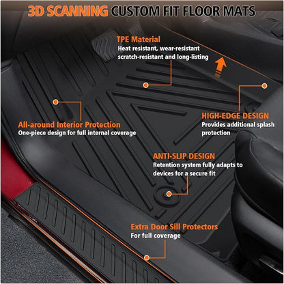 All Weather Car Floor Mats Cargo Liner for Ford Escape 2013-2018 2019, TPE Rubber Floor Liners Anti-Slip Full Set Automotive Mats for 2019 Ford Escape Accessories