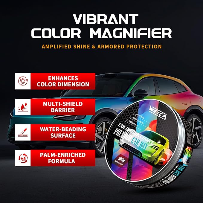 Premium Carnauba Wax 30% Conc. - Ultimate Paint Protection for Luxury Cars | 3-Month UV & Acid Rain Shield | Hydrophobic Ceramic Coating Enhancer