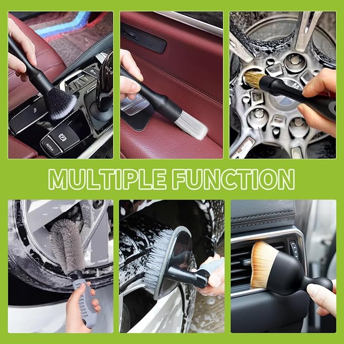 7pcs Car Detailing Brush Kit , Drill Brush Attachments Set, Soft Bristle Car Detailing Cleaning Brushes, Wire Brush Set for Wheel Tire Cleaning, Washing & Cleaning for Wheels, Vehicles & Auto Interior