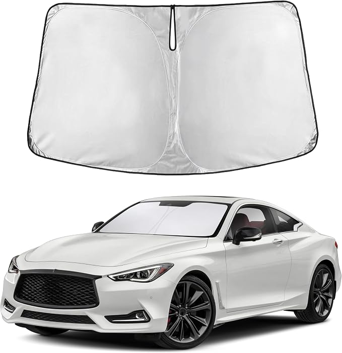 EcoNour Windshield Sunshade Compatible for Infiniti Q60 Coupe 2017-2020 2021 2022, Sun Visor for Front Windshield & Window Sun Shade Cover, UV Heat Blocker & Protector, Car Accessories
