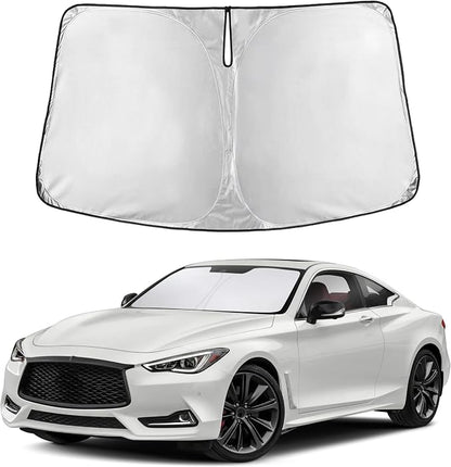 EcoNour Windshield Sunshade Compatible for Infiniti Q60 Coupe 2017-2020 2021 2022, Sun Visor for Front Windshield & Window Sun Shade Cover, UV Heat Blocker & Protector, Car Accessories