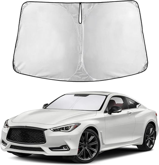 EcoNour Windshield Sunshade Compatible for Infiniti Q60 Coupe 2017-2020 2021 2022, Sun Visor for Front Windshield & Window Sun Shade Cover, UV Heat Blocker & Protector, Car Accessories