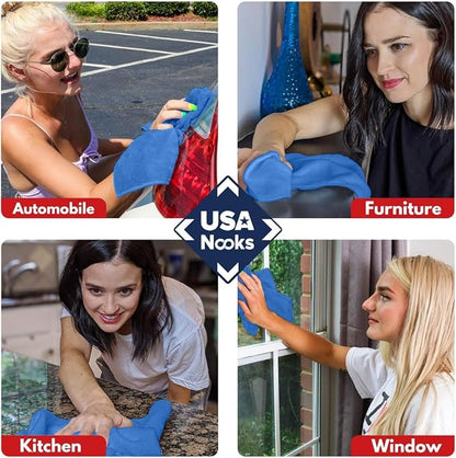 USANOOKS Premium 300GSM Microfiber Cleaning Cloth - 12.5"x12.5" High Performance - 1200 Washes, Ultra Absorbent Microfiber Towels for Cars Undercarriage, Rims & Engine Bay Cleaning - Microfiber Cloth