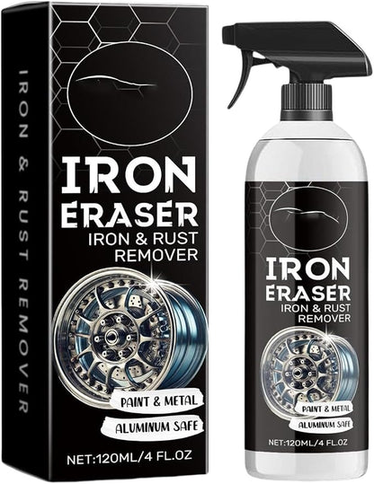 Iron Eraser Spray, Dust Removal Cleaning Mist, 120ml Car Paint Iron Removal Spray, for for Stain Yellowing Tire Brake Rim Chain Door Hinge Vehicle Truck SUV