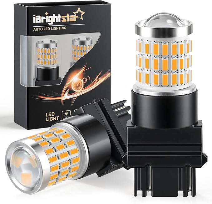 iBrightstar 3157 LED Bulb Amber, 3157a LED Turn Signal Bulbs Super Bright for vehicle Blinker Lights and Turn Signal Lights, 2 Pack