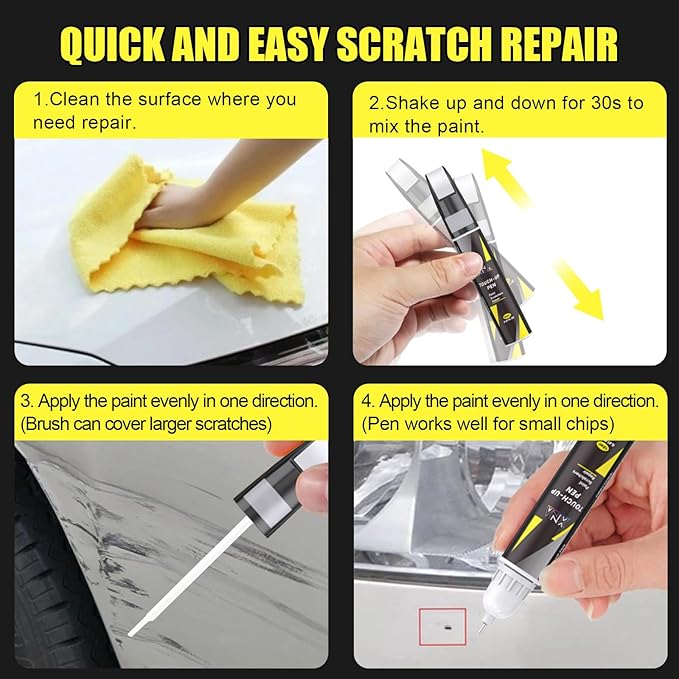 XNA Car Touch Up Paint (Mosaic Black Metallic(GB8/WA384A)) for Chevrolet, 2 in 1 Car Scratch Remover with Pen Tip and Brush, Exact Color-Matched for Car Paint Scratch Repair, Quick & Easy Fix